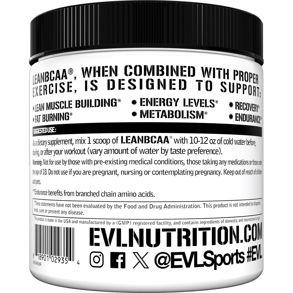 Stimulant Free Lean BCAA Powder - Evlution Nutrition BCAAs Amino Acids Powder with CLA Carnitine and 2:1:1 Branched Chain Amino Acids Supports Muscle Recovery Fat Burn and Metabolism - Fruit Punch