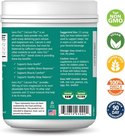 Ionic Fizz Calcium Plus by Pure Essence - Perfect Calcium/Magnesium Ratio with Vitamin A, B, C, D and Potassium Strong Bones - Mixed Berry - 14.82 oz