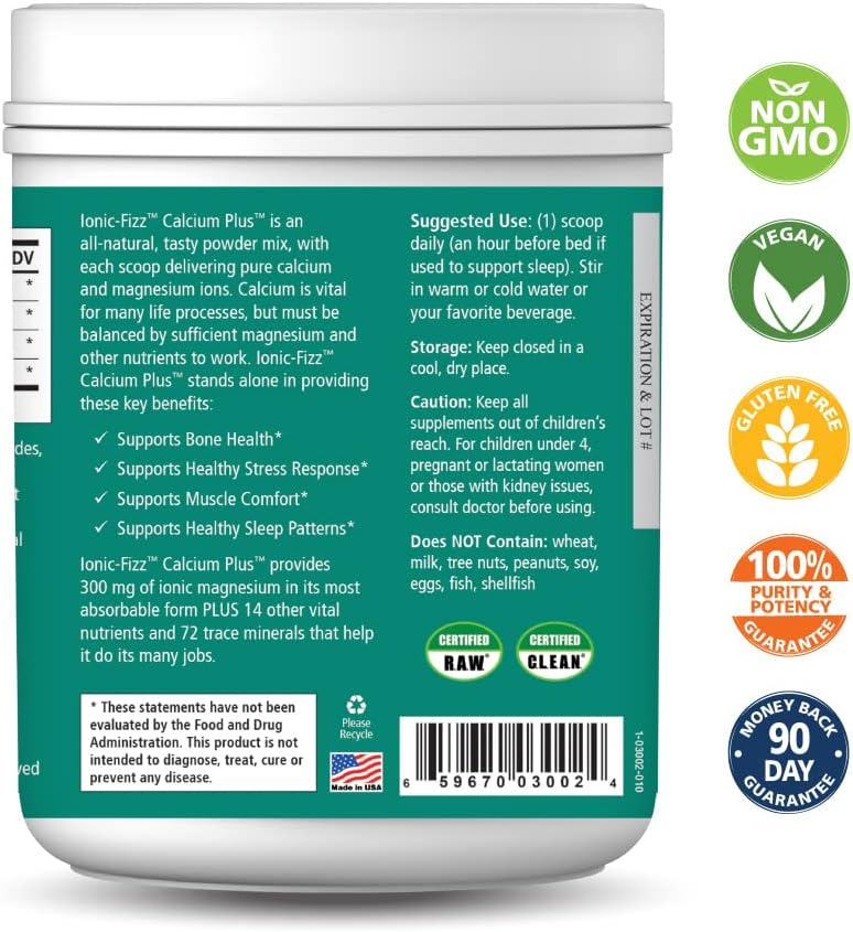 Ionic Fizz Calcium Plus by Pure Essence - Perfect Calcium/Magnesium Ratio with Vitamin A, B, C, D and Potassium Strong Bones - Orange Vanilla - 14.82 oz