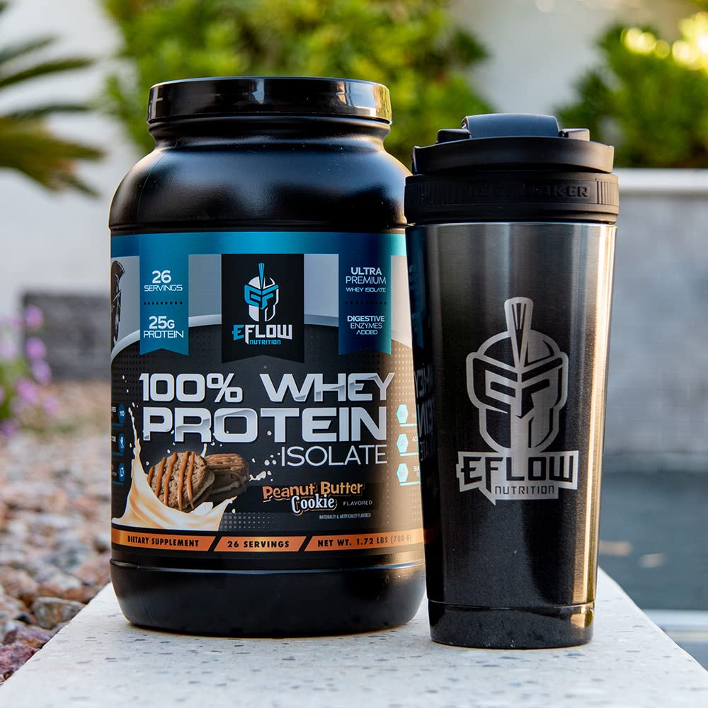 eFlow Nutrition 100% Whey Protein Isolate - Lactose-Free Digestive Enzymes Added