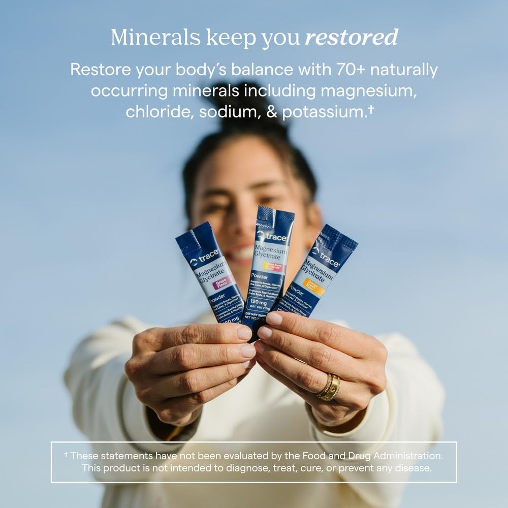 Trace Minerals Magnesium Glycinate, Mixed Berry Lemonade, 30 Stick Packs