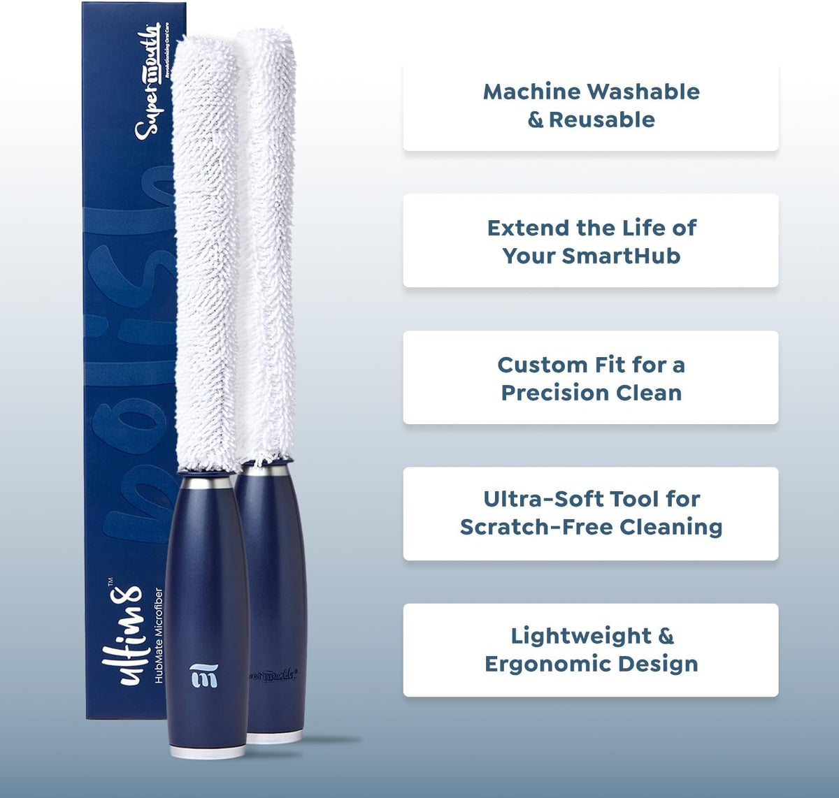 SuperMouth ULTIM8 Bundle - SmartBrush Electric Toothbrush+ SmartHub UV Sanitizer & Dryer + HubMate Microfiber Cleaning Tool - SuperBristles Clean 40X Better - Hygienic Maintenance Kit - Rose Gold