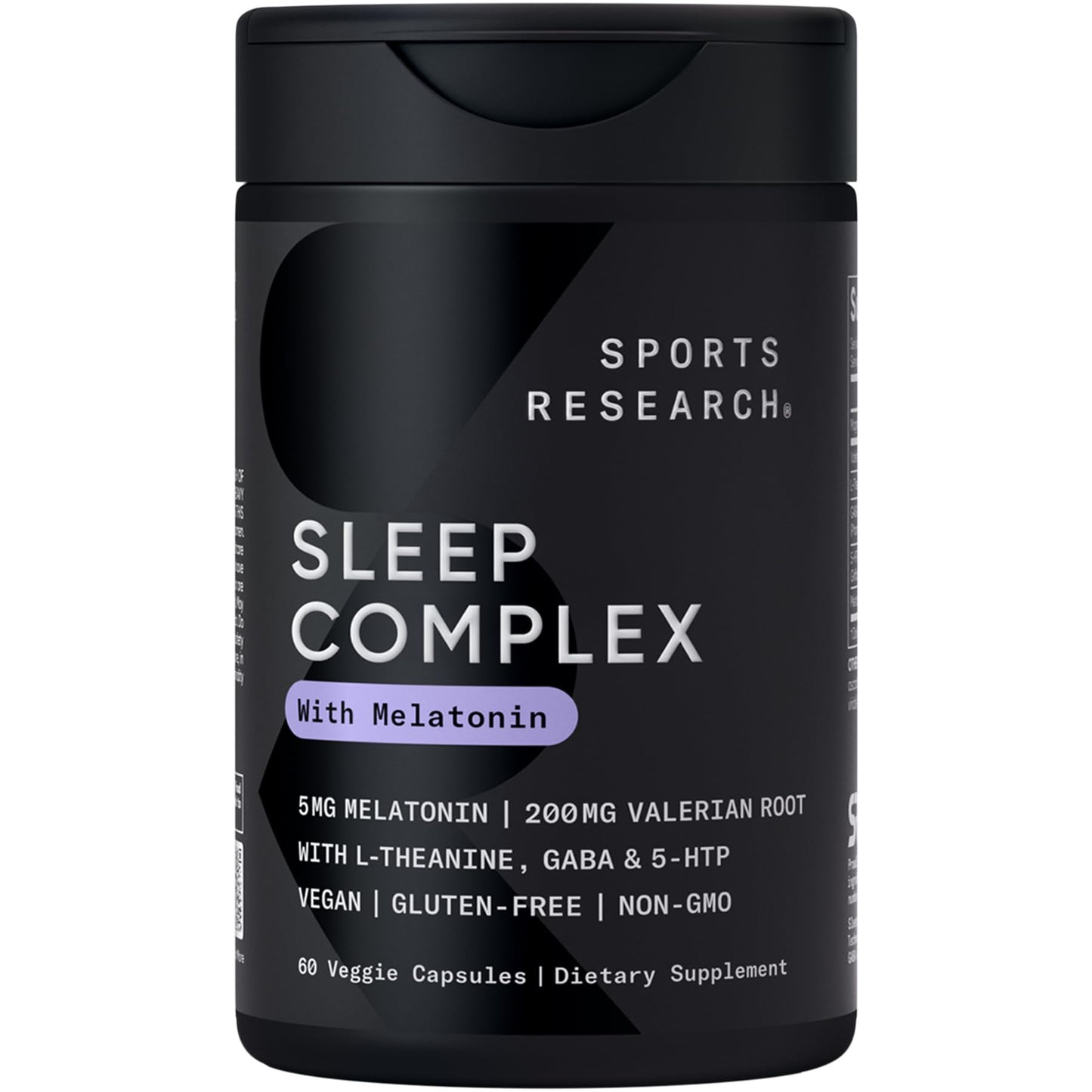 Sports Research® Sleep Complex- Melatonin-Free Vegan Capsules - with Valerian Root, GABA, L-Theanine, Magnesium & 5-HTP - 30 Servings