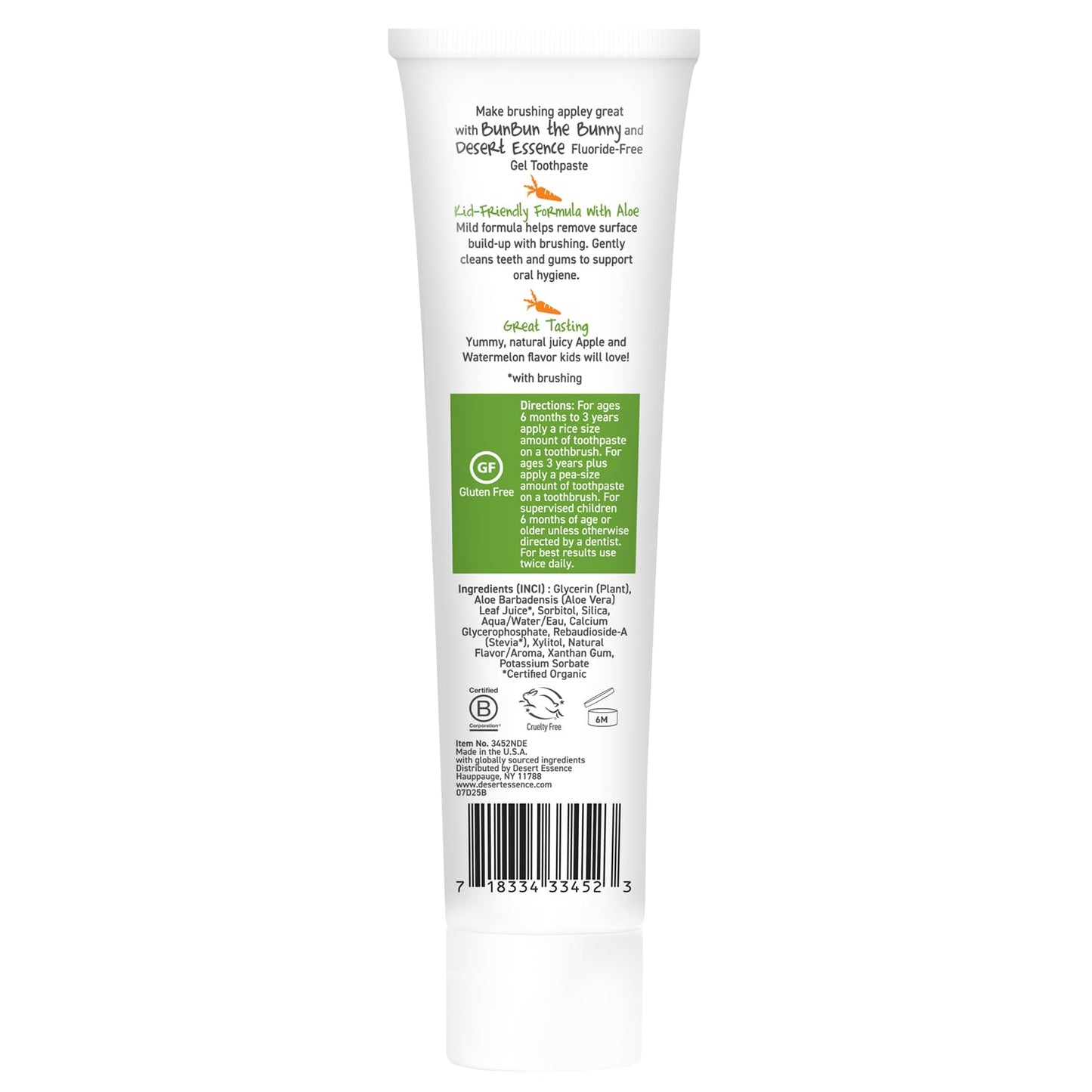 Desert Essence Green Apple Watermelon Toothpaste for Kids, 4.7 OZ