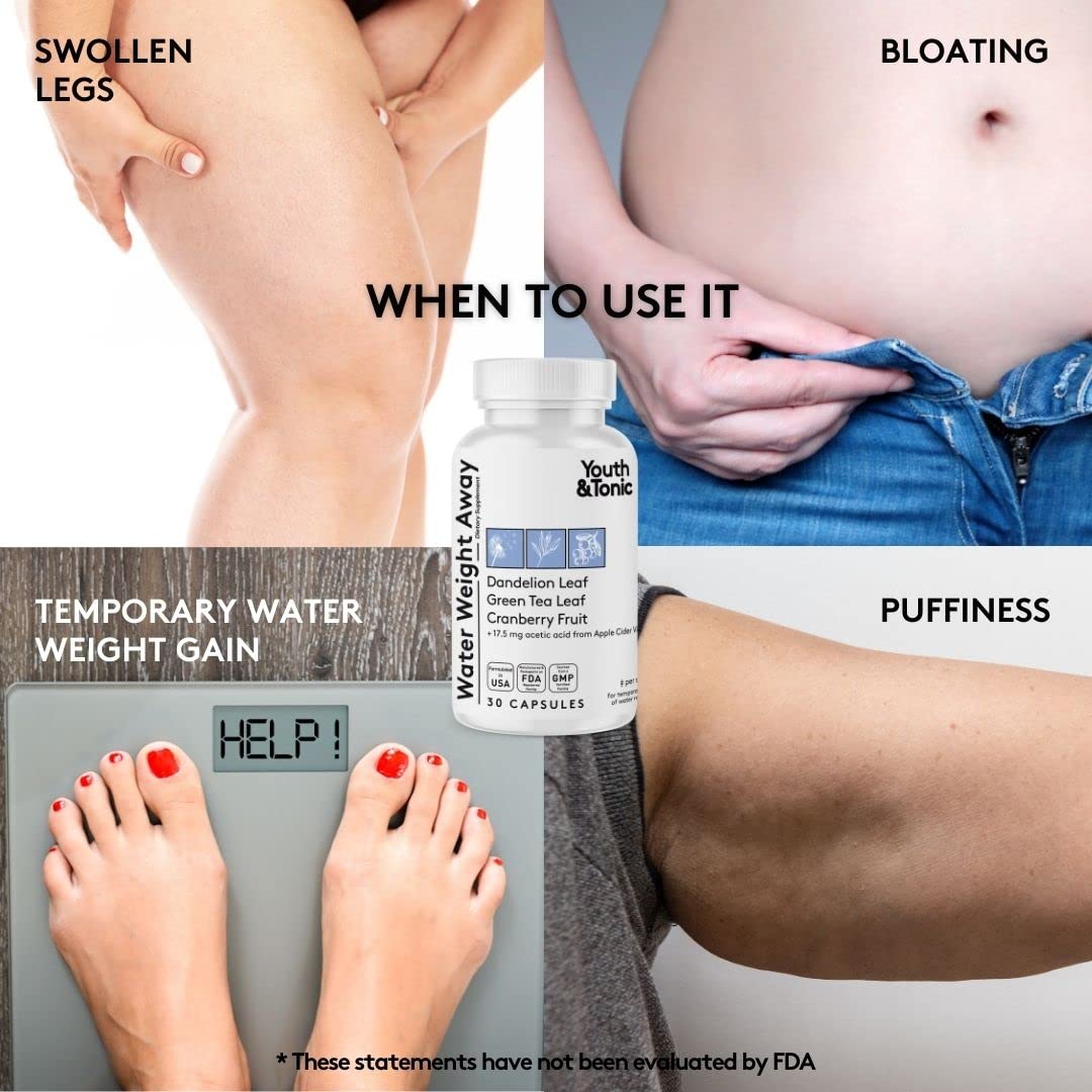 Youth & Tonic Natural Water Weight Away Pills for Swelling Water Retention