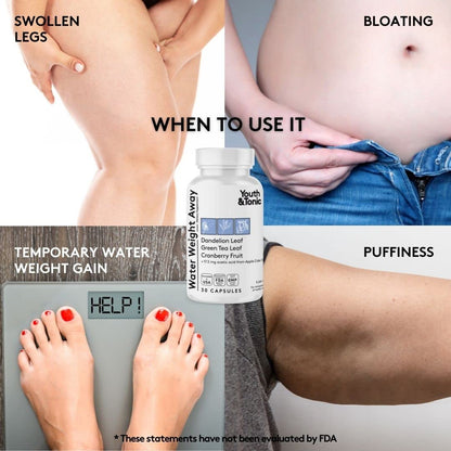 Youth & Tonic Natural Water Weight Away Pills for Swelling Water Retention