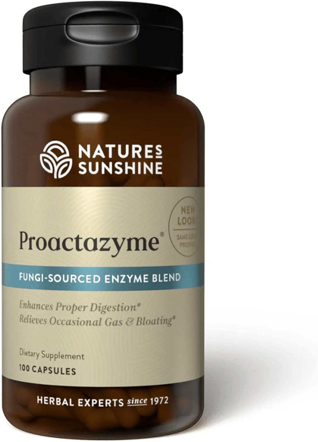 Nature's Sunshine Proactazyme Digestive Enzyme Supplement – Plant-Sourced, Fungi-Based Enzyme Blend, Supports Digestion of Most Food Types, 100 Vegcaps