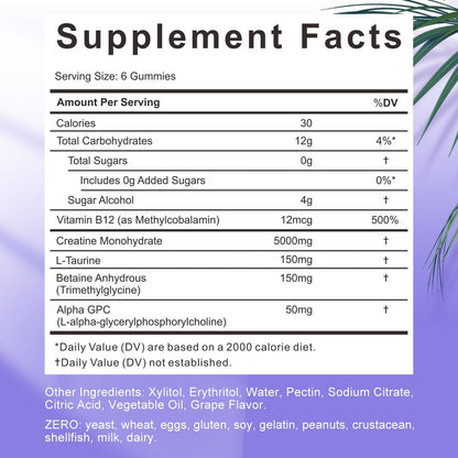 Wiszeen Creatine Monohydrate Gummies 5000mg for Men Women, Sugar Free Creatine