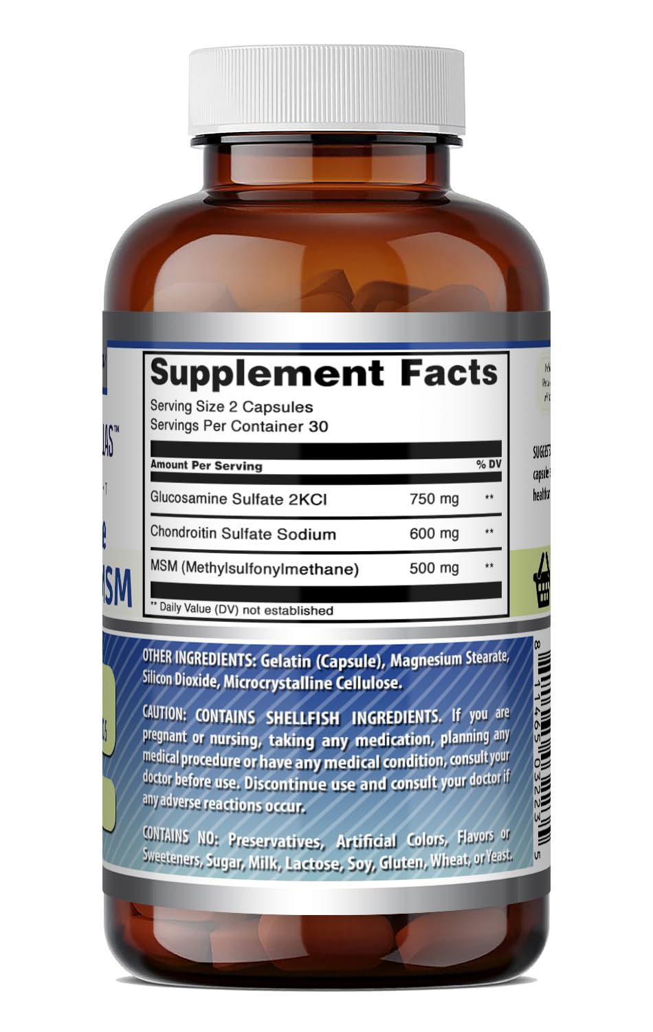Amazing Formulas Glucosamine Chondroitin & MSM Supplement | 1850 Mg per Serving | 240 Capsules | Non-GMO | Gluten-Free | Made in USA