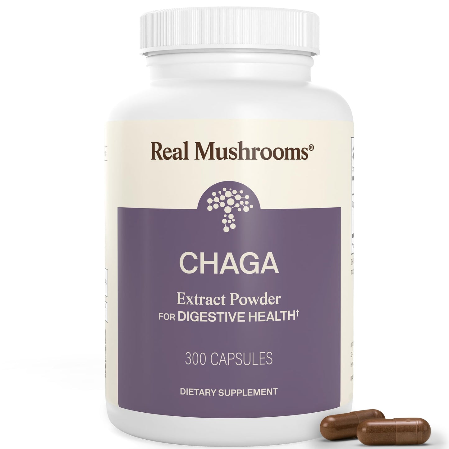 Real Mushrooms Chaga Mushroom Capsules – Organic Chaga Extract Powder with Extract Powder for Wellness & Energy Support– Vegan, Non-GMO, 120 Capsules – Organic Mushroom Supplement
