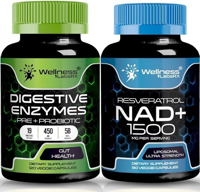WELLNESS LABSRX NAD Supplement Capsules | Digestive Enzymes Capsules | Bundle