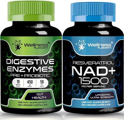 WELLNESS LABSRX NAD Supplement Capsules | Digestive Enzymes Capsules | Bundle