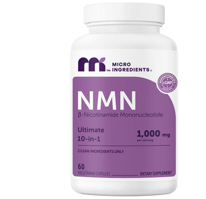 Micro Ingredients NMN Complex 1000mg Per Serving, 120 Veggie Capsules | 10-in-1 with Nicotinamide Mononucleotide, Resveratrol, CoQ10, Quercetin & Glutathione | NAD+ Supplement Precursor | Filler Free