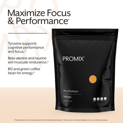 ProMix Nutrition Pre-Workout - Maximize Focus and Performance - Free of Stevia, Xanthan Gum, Soy, Gluten and GMOs - Mango - 30 Servings (Pack of 1)