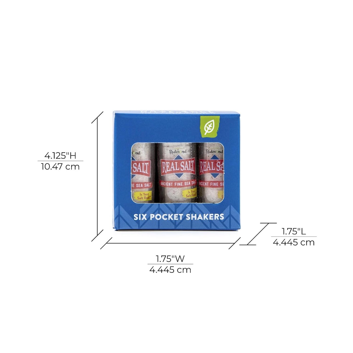 Redmond Real Sea Salt - Natural Unrefined Gluten Free Fine, 0.21 Ounce Pocket Shaker (6 Pack)
