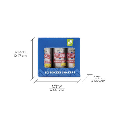 Redmond Real Sea Salt - Natural Unrefined Gluten Free Fine, 0.21 Ounce Pocket Shaker (6 Pack)