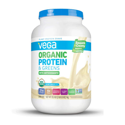 Vega Organic Protein and Greens Powder, Vanilla, 26 Servings, 2.2 Pounds, Packaging May
