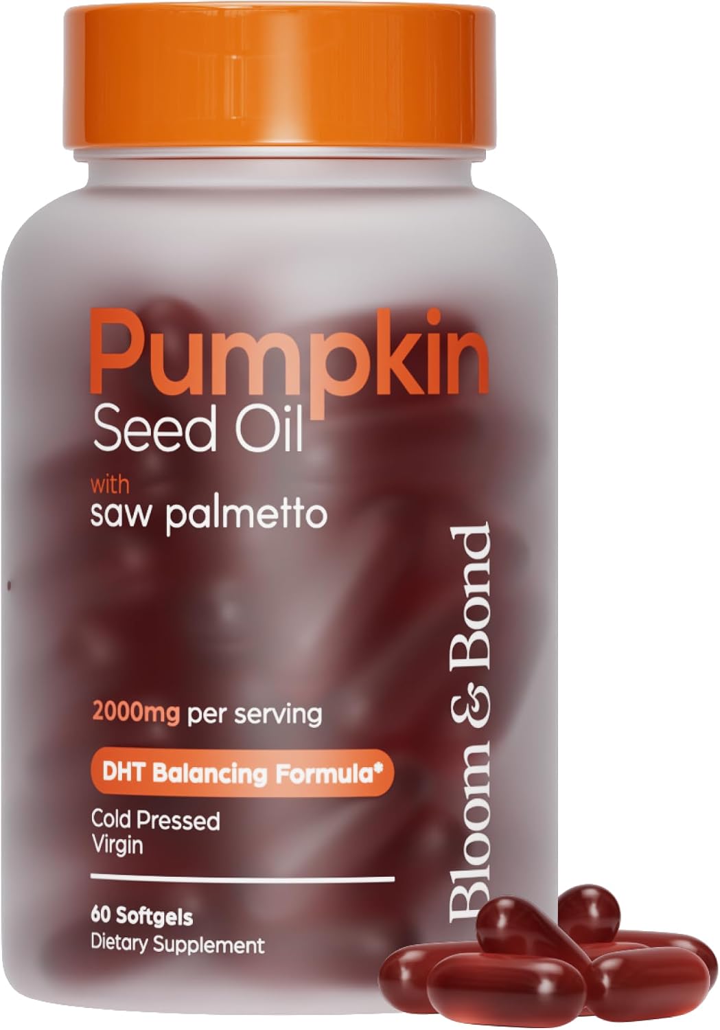Bloom & Bond® Pumpkin Seed Oil with Saw Palmetto for Women [2000mg per Serving] - Cold-Pressed Organic Softgels for Healthy Hair & Scalp - Supports Fuller-Looking Hair - Plant-Based Supplement