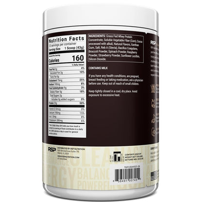 TrueFit Grass-Fed Whey Protein Powder + Fiber & Probiotics, Vanilla Shake | 25g Gut Healthy Protein with Fiber, Probiotics & Non-GMO Superfoods for Complete Meal Replacement Shake with Nothing Fake