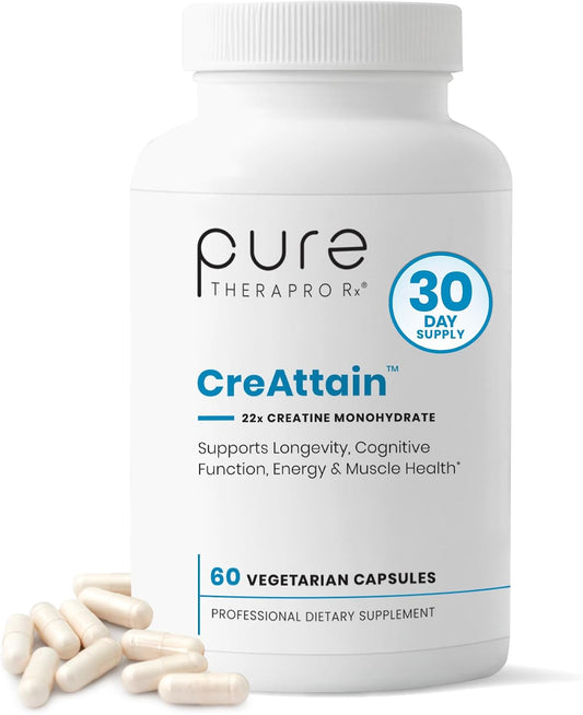 CreAttain Creatine Capsules – CreaXorb BioSNEDS Technology + Ioniplex Fulvic Minerals, Supports Energy Production, Muscle Strength, Exercise Performance & Cognitive Function, 60 Vegetarian Capsules
