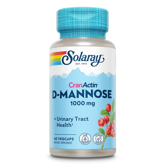 Solaray D-Mannose 1000mg with CranActin Cranberry Supplement 400mg, Urinary Tract Health & Bladder Support Capsules with Vitamin C, Vegan, 60 Day Guarantee, 75 Servings, 150 VegCaps