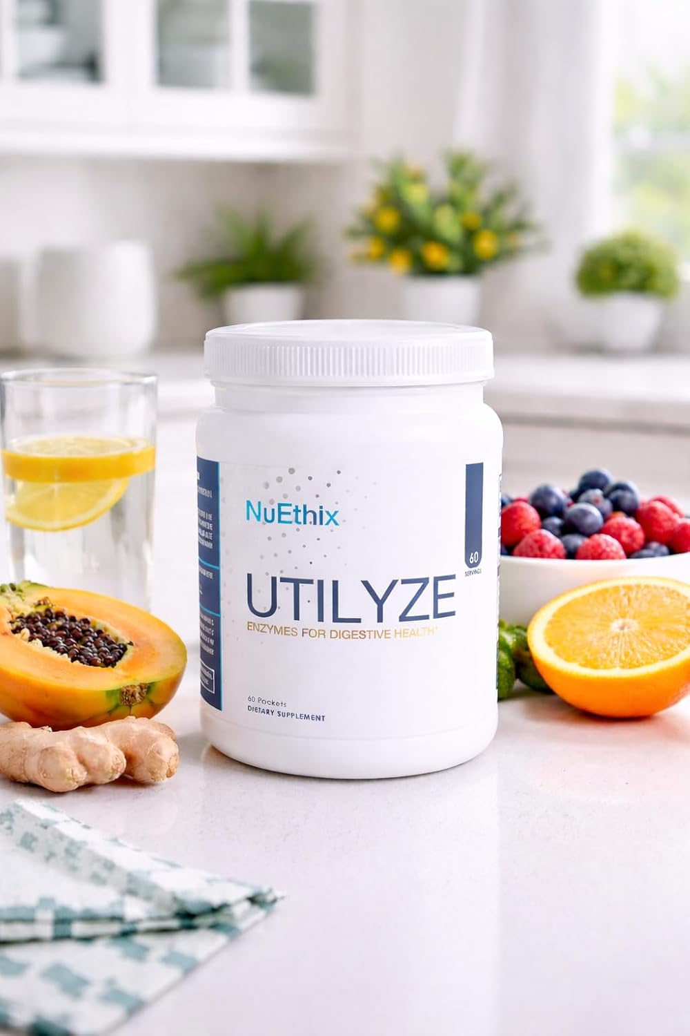 NuEthix Formulations Utilyze Enzymes for Digestive Wellness, Dietary Supplement for Nutrient Absorption, 60 Travel Packets