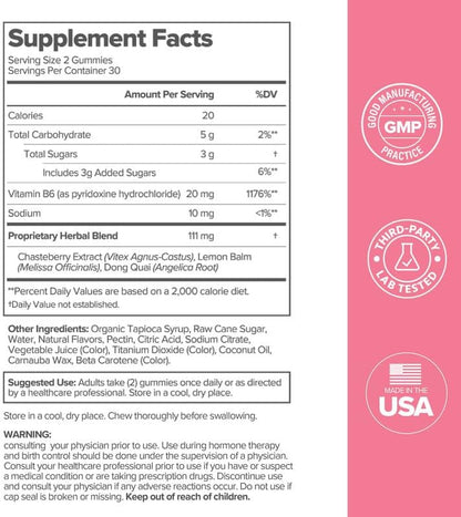 FLO PMS Gummies for Breakouts, Bloating, Cramps, & Mood – 30-Day Supply