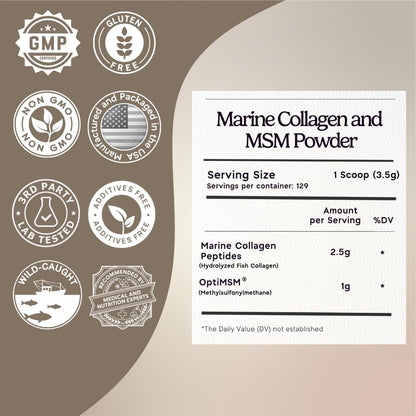 Zen Principle Marine Collagen Peptides Powder with OptiMSM® Supplement. Supports Skin Health & Appearance in Women. Wild-Caught Fish, Non-GMO. Hydrolyzed Type 1, 2, 3 & 4 Collagen, 16 oz.