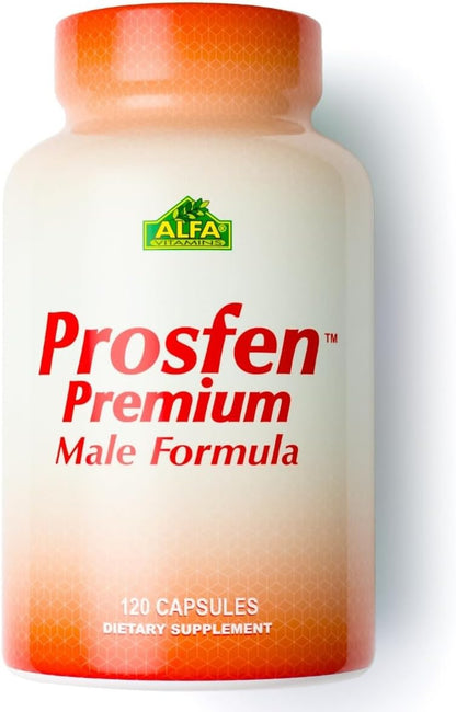 ALFA VITAMINS Prosfen Male Formula for Prostate Health, Immune Support with Saw Palmetto, Vitamin B12, Zinc & Selenium, Natural Supplement for Men, Supports Urinary Health, 120 Capsules