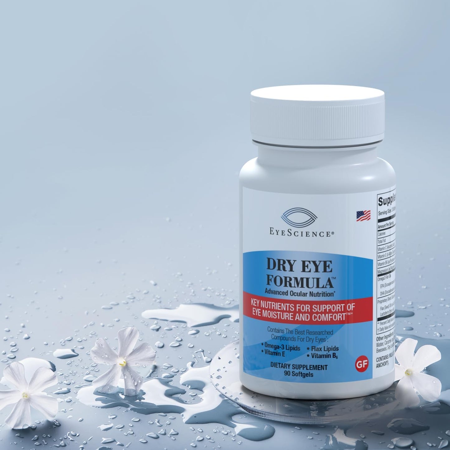 EyeScience Dry Eye Formula Omega-3 Dry Eye Supplement, 900mg | Eye Vitamins for Dry Eyes, Supports Eye Hydration, Tear Function & Daily Eye Comfort, EPA DHA Softgels for Adults