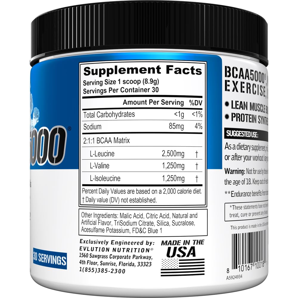 Evlution EVL BCAAs Amino Acids Powder - BCAA Powder Post Workout Recovery Drink and Stim Free Pre Workout Energy - 5g Branched Chain Amino Acids Supplement for Men - Cherry Limeade (Dye Free)