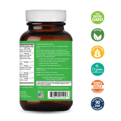 One n Only Whole Food Multivitamin by Pure Essence - Super Energetic Once a Day with Superfoods, Minerals, Enzymes, Vitamin D, D3, B12, Biotin - 90 Tablets