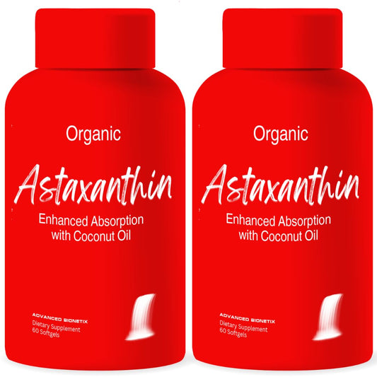 Advanced Bionetix Triple Strength AstaQuil™ Astaxanthin 12mg High Bioavailability Formula, 60 Softgels Organic Coconut Oil for Enhanced Absorption. Powerful Antioxidant for Eye, Joint & Heart Health