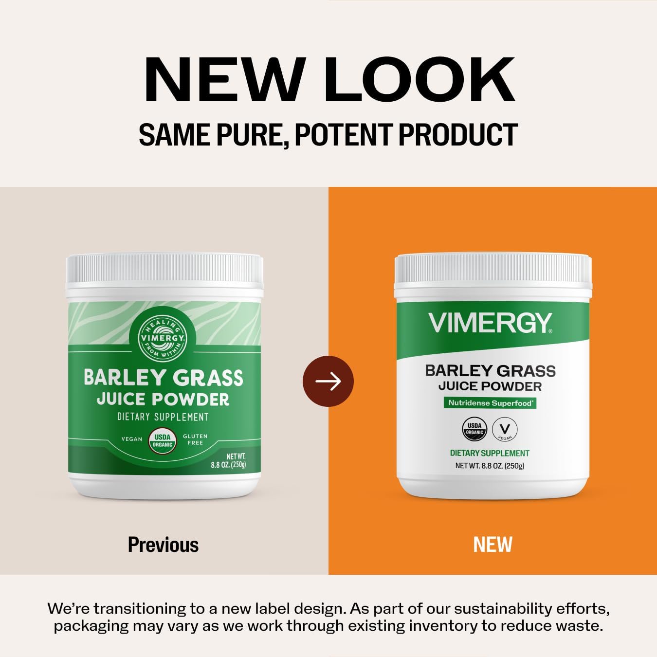 Vimergy Barley Grass Juice Powder Dietary Supplement - 4g per Serving (62 Servings) – Clean Superfood – Promotes Cardiovascular Health* – Organic, Vegan & Gluten-Free – Regular Size 250g