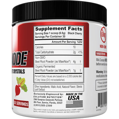 Evlution Nutrition BeetMode - Beet Root Powder - Nitric Oxide Booster - Black Cherry Flavor - Pre or Post-Workout Supplement for Enhanced Energy & Performance - Vegan & Gluten Free - 30 Servings