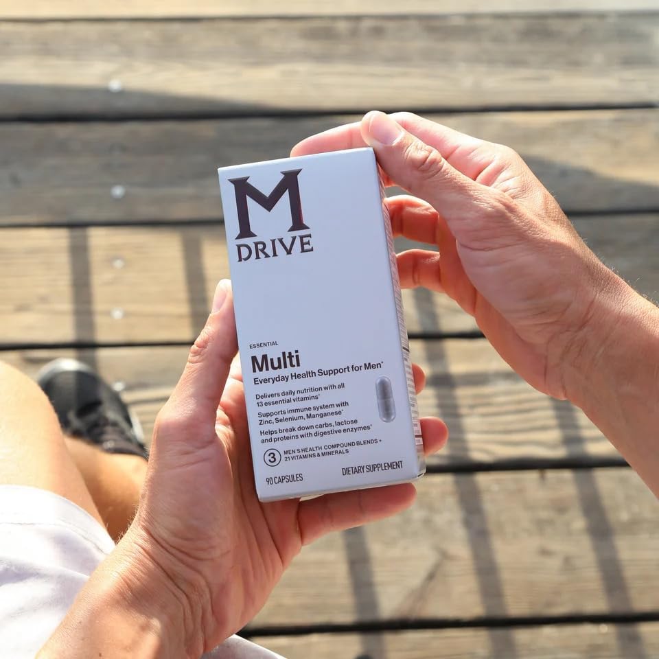 Mdrive Multi Men's Daily Multivitamin Immune & Energy Support, 90ct | Immune Health Support from Zinc, Selenium, Manganese & Vitamin D, Enzymes for Digestive Support, CoQ10 for Energy, Vitamin K2