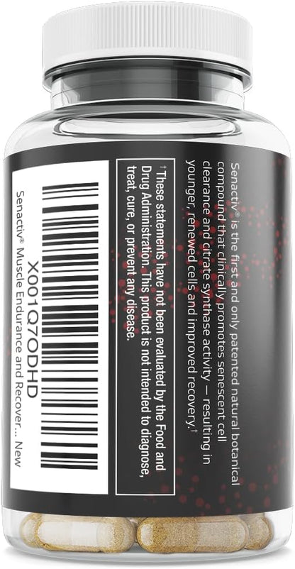 Senactiv, Senolytic Nutraceutical for Advanced Cellular Rejuvenation & Endurance Supplement. Clears Senescent Zombie Cells for Elite Workout Recovery, Stamina & Longevity, 60 Capsules