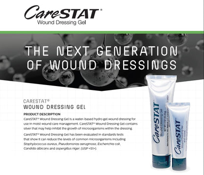 CareSTAT First Aid Kit Gel | 32 PPM Silver Healing Wound Dressing Solution | SilverSol Ag