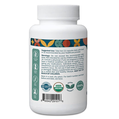 Pattern Wellness Organic Moringa Oleifera Supplement – Antioxidant Support & Cell Function – Whole Leaf Complete Formula – Vegan, Non-GMO– 60 Capsules