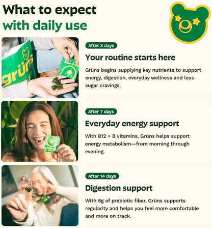 Adult Greens Gummies & Daily Multivitamin, Prebiotic Fiber, 28 ct | Adaptogens, Superfoods, 20+ Vitamins & Minerals, Digestion, Daily Support