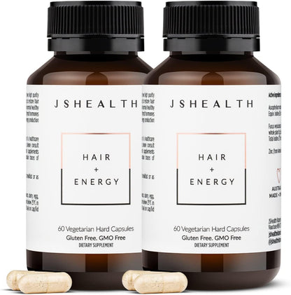 JSHealth Hair Growth Vitamins for Women. Hair + Energy with Kelp Iodine and Zinc. Supports Thickness, Strength, Energy. Nutritionist-Formulated (60 Capsules) | Hair Vitamins for Women and Men, Zinc and Iodine Hair Supplements for Hair Growth