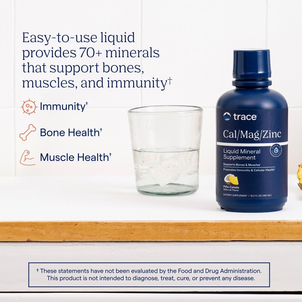 Trace Minerals Liquid Cal Mag Zinc with Vitamin D3, 30 fl oz, Strawberry