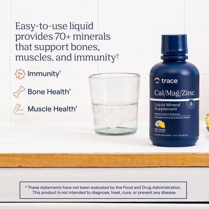 Trace Minerals Liquid Cal Mag Zinc with Vitamin D3, 30 fl oz, Strawberry