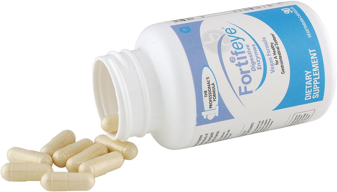 Fortifeye Digestive Enzymes with Probiotics for Digestive Health 90 Capsules 30 Day Supply - Full Spectrum Plant-Based Vegan Supplement, Supports Digestion, Immune System and Nutrient Absorption