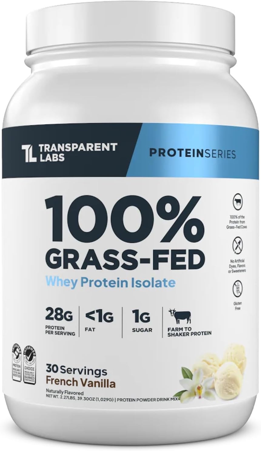 Transparent Labs Grass-Fed Whey Protein Isolate, French Vanilla, Creatine HMB, Unflavored
