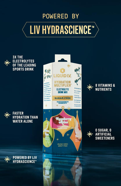Liquid I.V.® Hydration Multiplier Sugar-Free Sample Pack- Raspberry Melon, Lemon Lime, and White Peach - 4 Pack (12 Sticks)