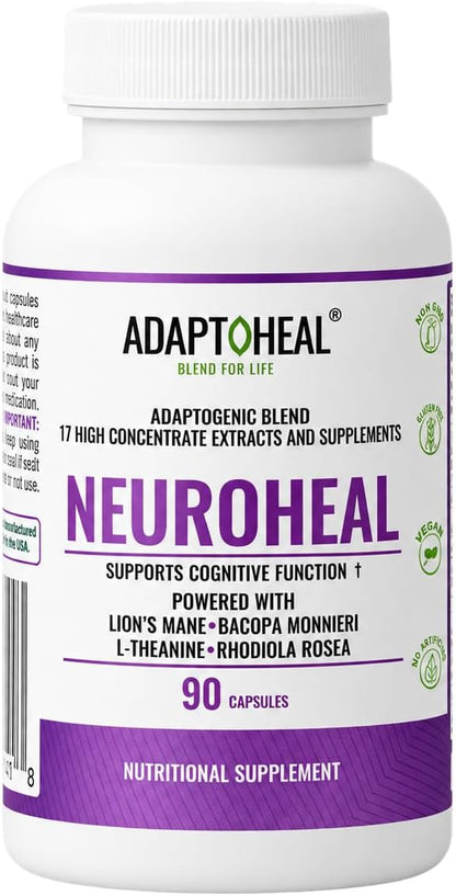 ADAPTOHEAL Neuroheal Cognitive Function Lion's Mane, Bacopa (90 Caps)