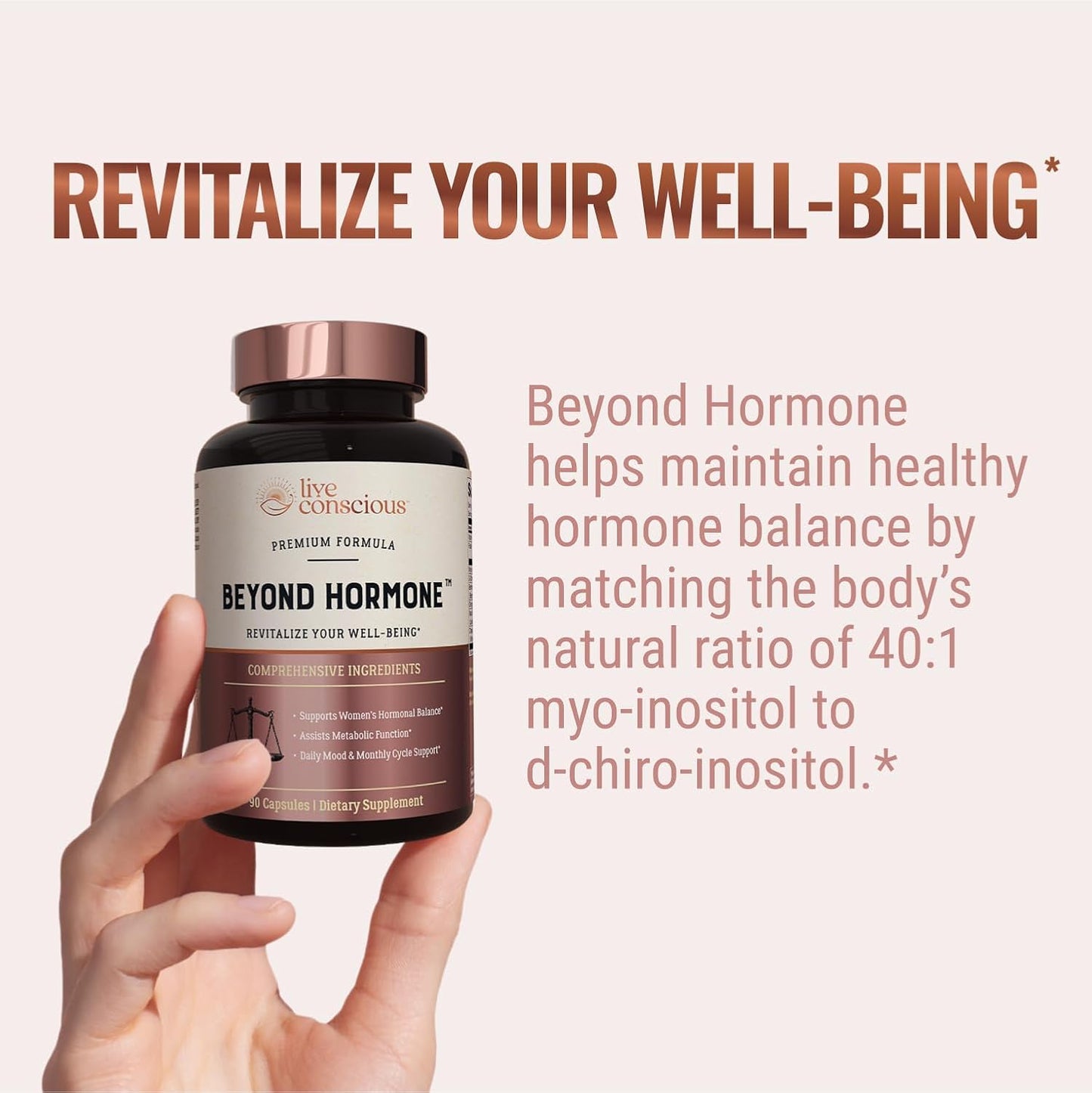Live Conscious Beyond Hormone Daily Menopause & PMS Supplement - Metabolism Support & Healthy Estrogen Balance for Women - Berberine, DIM, Chaste Tree Berry, Maca Root, Myo & D-Chiro-Inositol - 90 Ct.