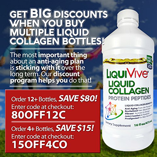 LiquiVive Liquid Collagen Protein Peptides Concentrate | Pure Hydrolyzed Super Multi Collagen