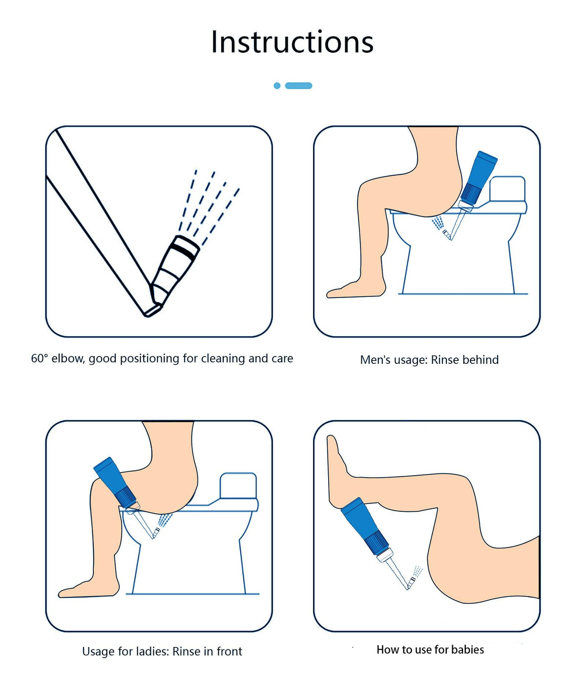 Portable 11.8 Oz Bidet, Feminine Care Irrigator, Retractable Nozzle Travel Bidet with 60° Elbow